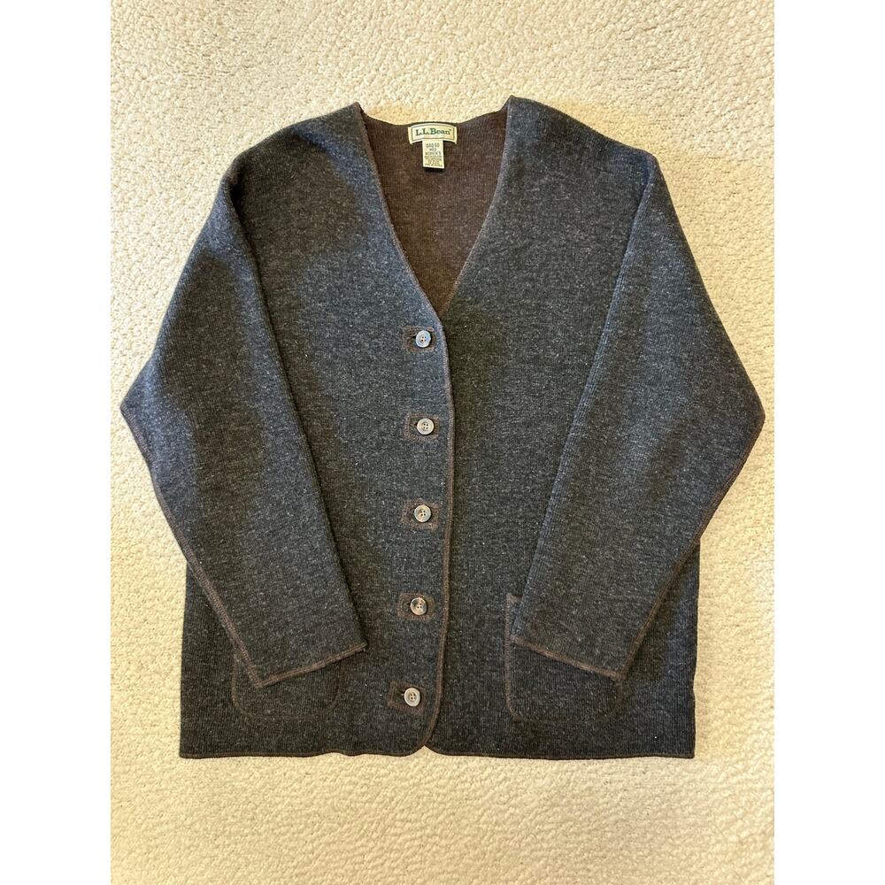 LL Bean Womens Lambswool Blend Cardigan Sweater Medium